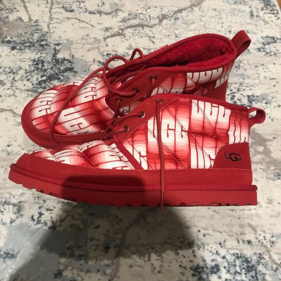 UGG Chukka Boots Red Shearling Graffiti Neumel LTA Winter Wavelength Mens 13 - Picture 4 of 15